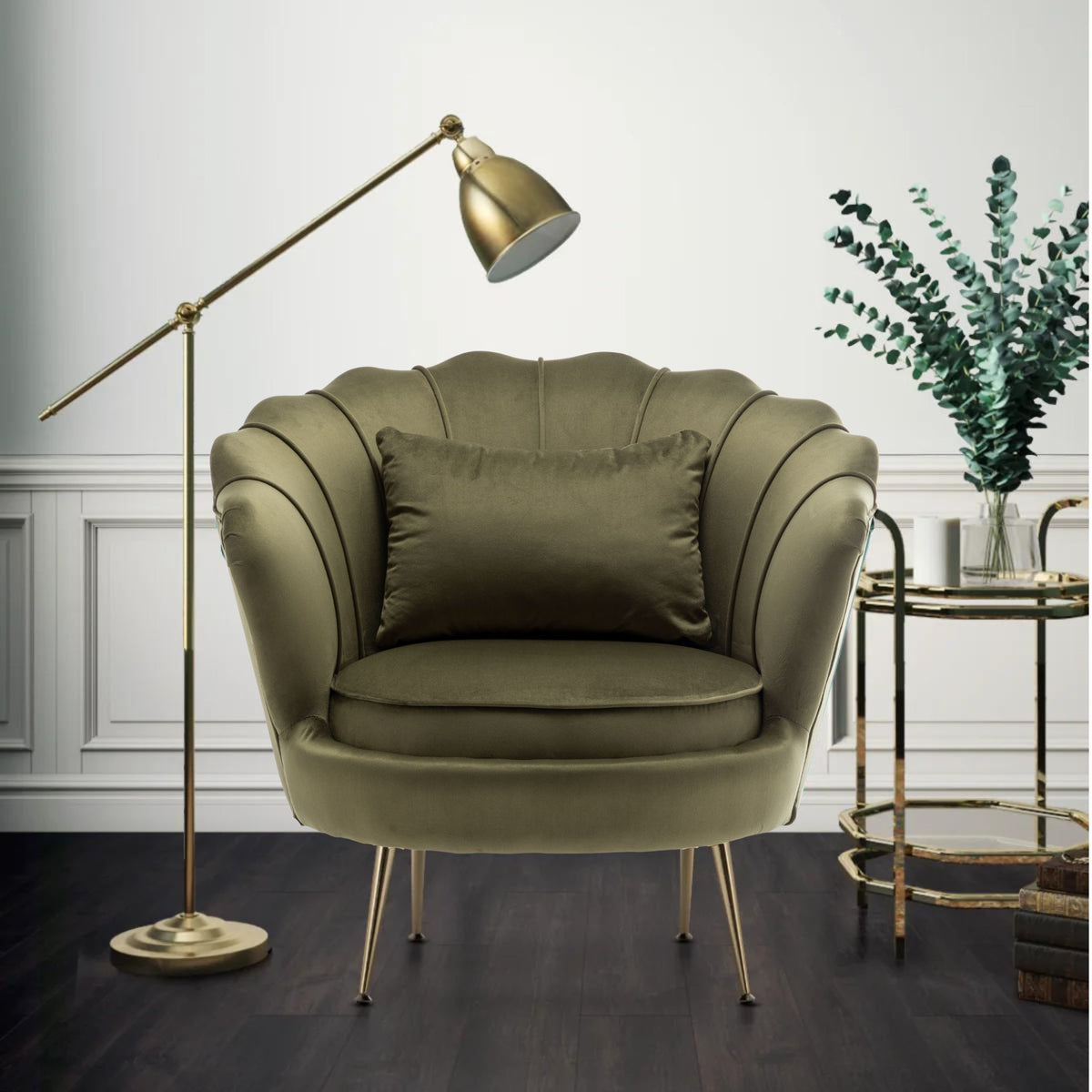 Velvet Sage Green Daisy Accent Chair – Stunning Chairs