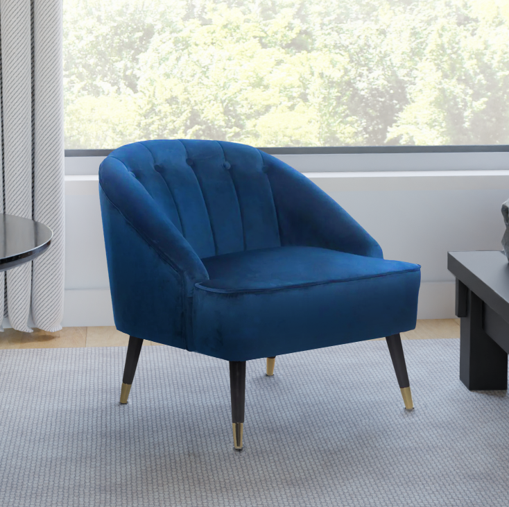 Velvet Blue Kensington Slipper Bedroom Accent Chair Stunning Chairs