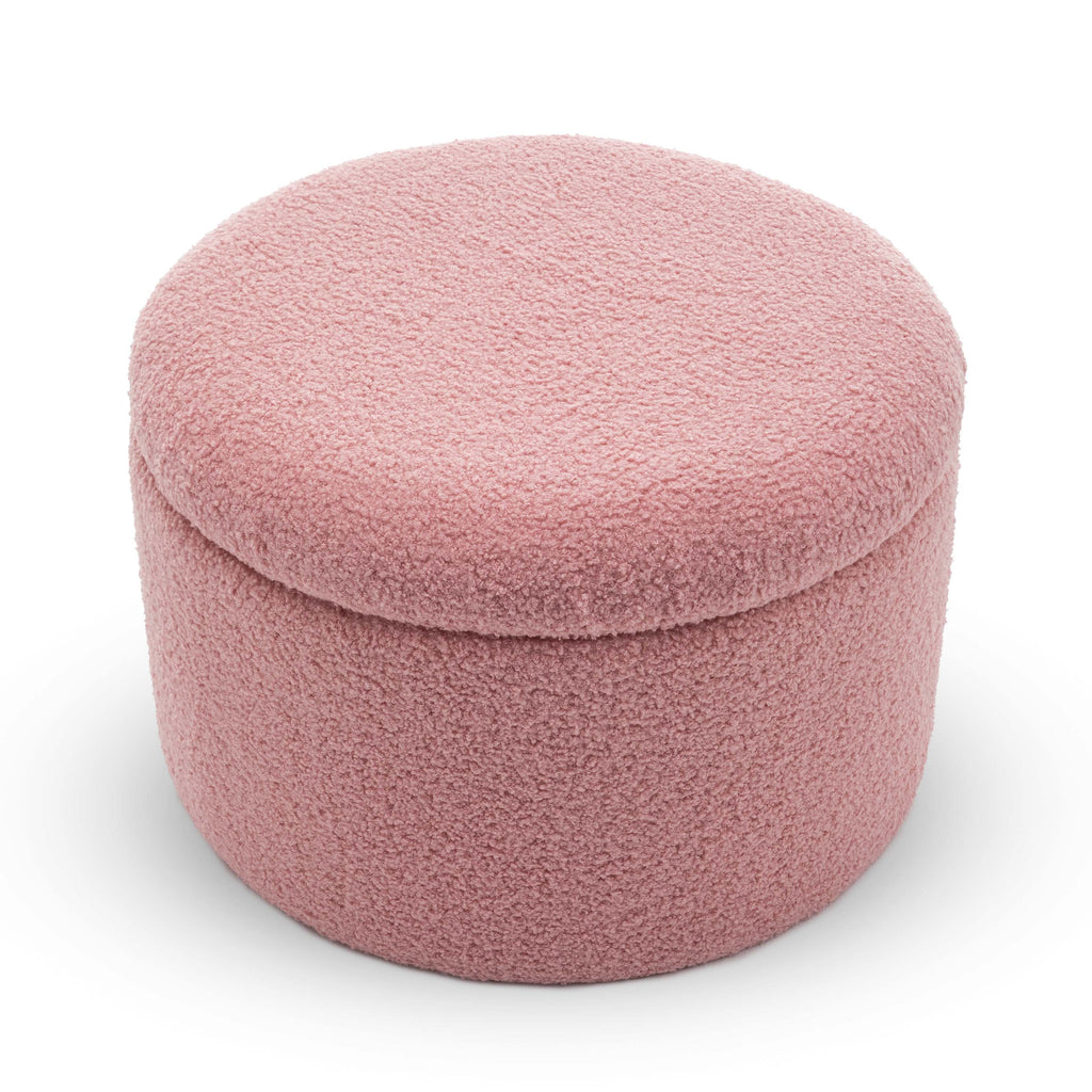 Teddy Boucle Fabric Pink Angela Accent Tub Chair with Ottoman