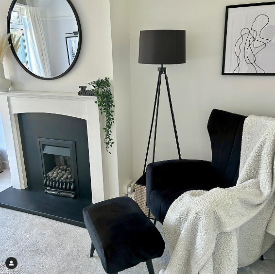 Talia accent chair in black velvet, by instagram user ourplace_64