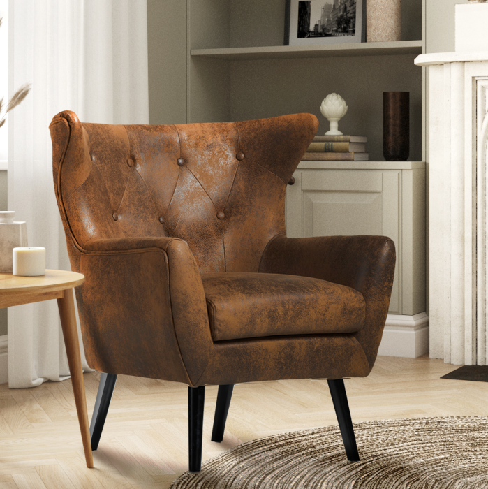 Leather Air Suede Brown Brianna Accent Chair