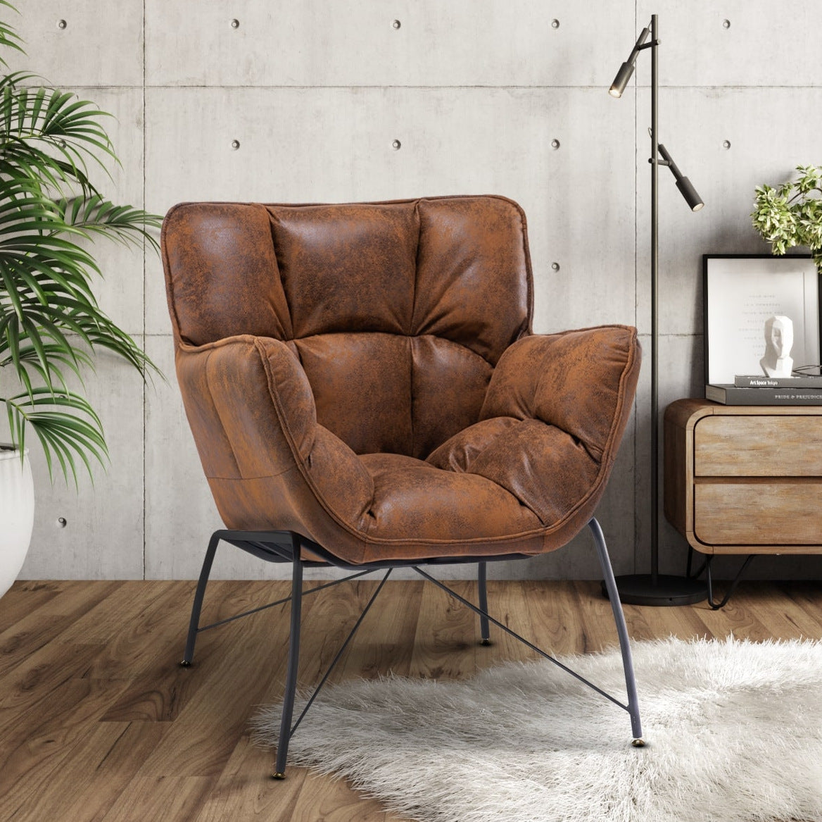 Modern brown deals leather chair