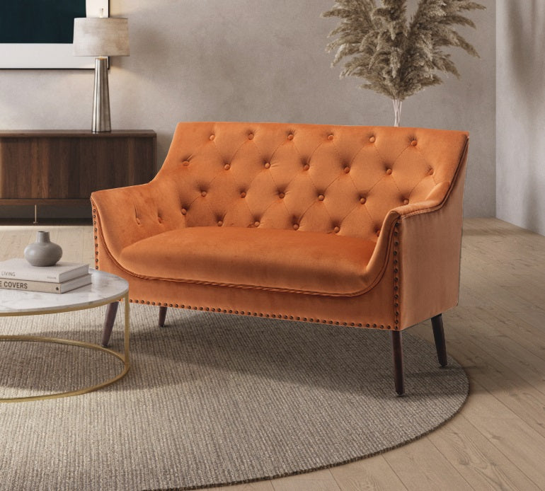 Velvet Orange 2 Seat Franca Accent Chair