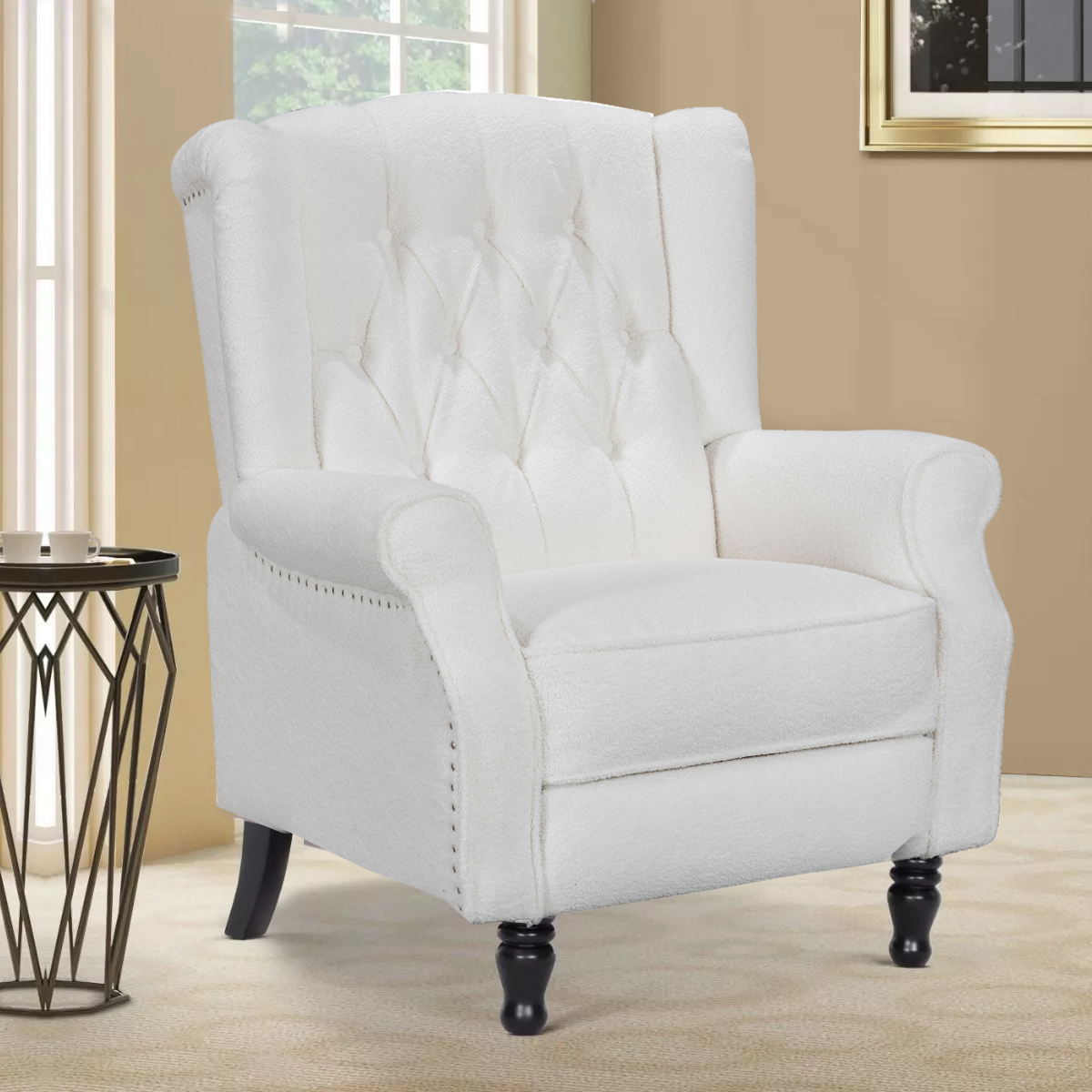White leather wingback chair hot sale