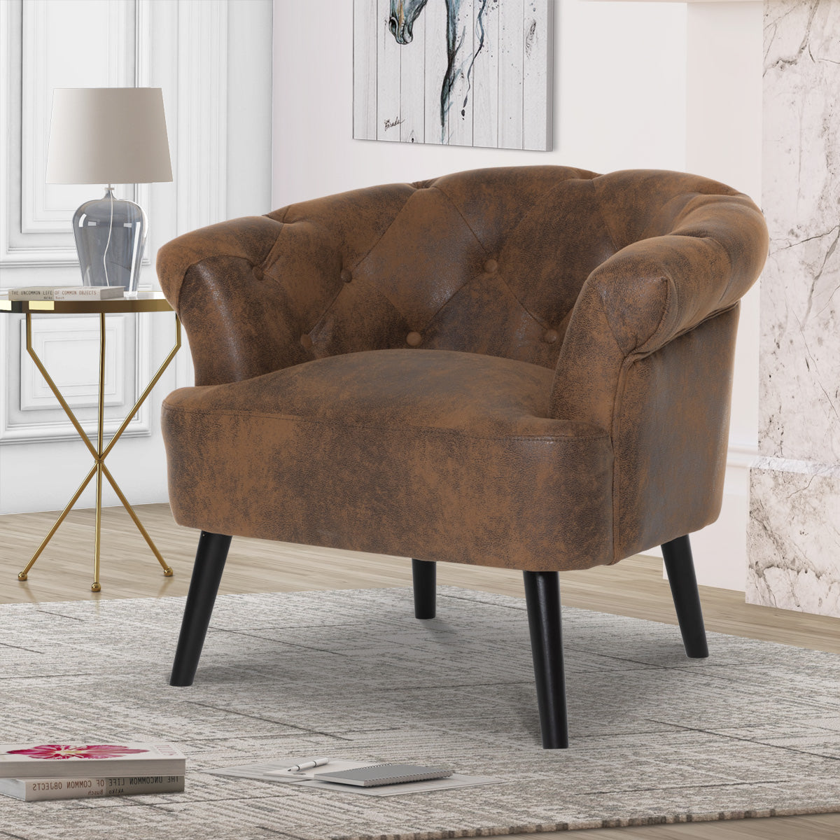 Leather Air Suede Brown Sara Accent Chair Stunning Chairs