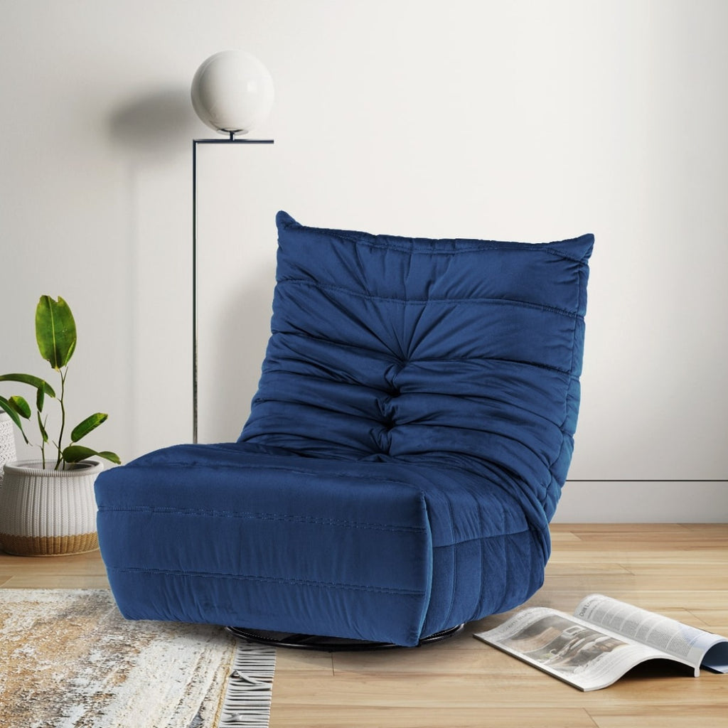 Velvet Blue Como Recliner Swivel Chair