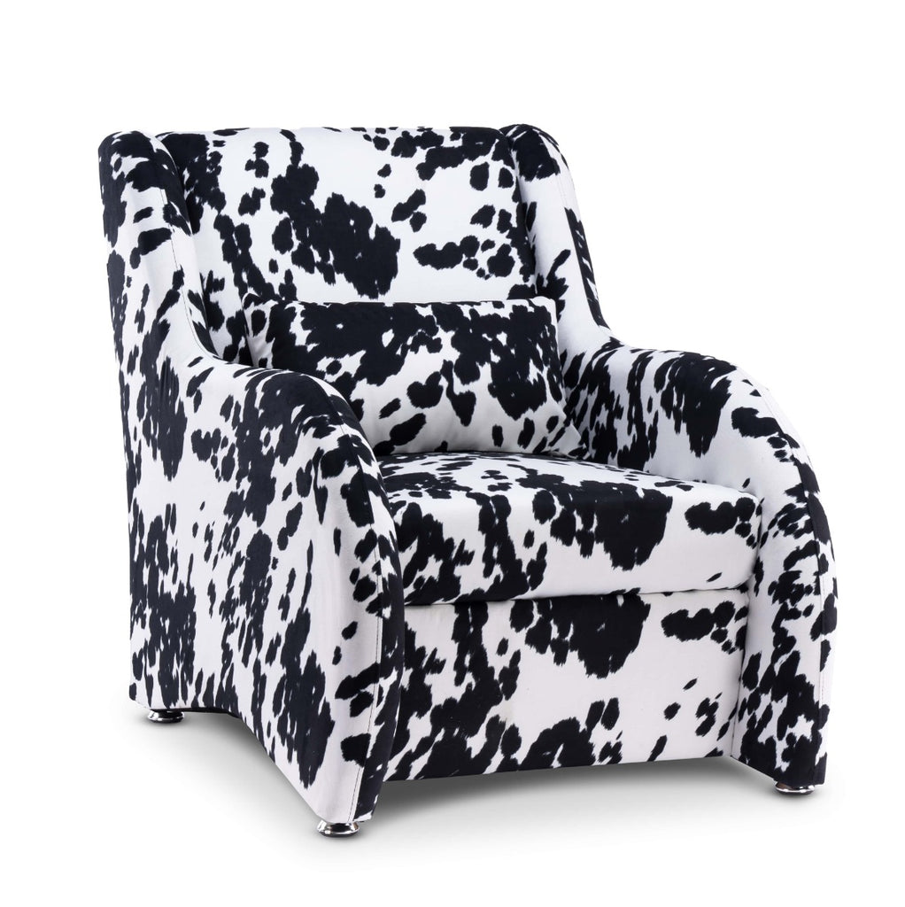 Fabric Cow Print Porto Accent Chair with Footstool