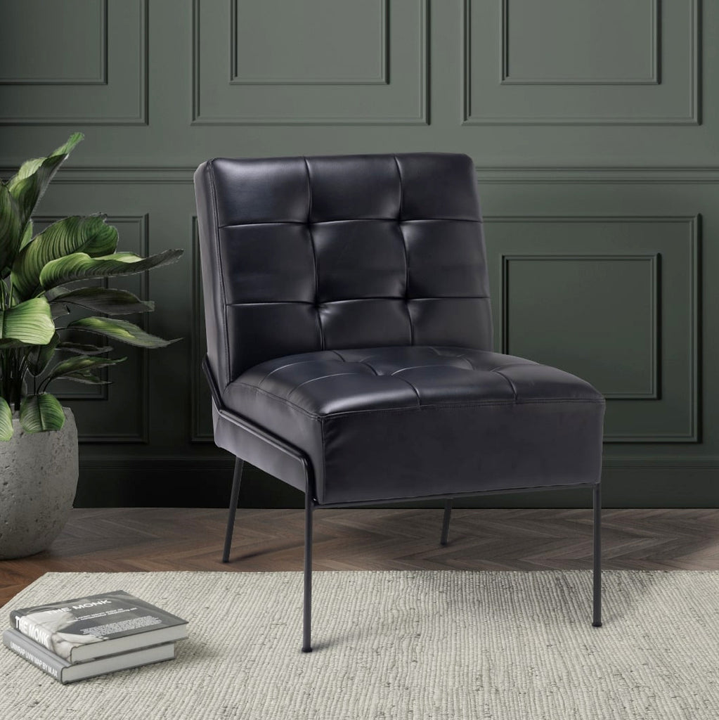 Leather Air Black Oscar Accent Chair