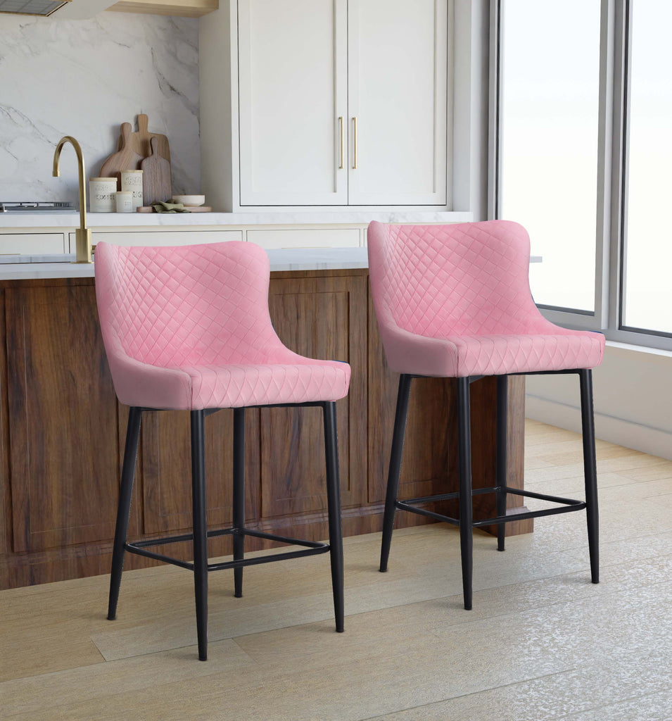Velvet Blush Pink Primo Bar Stool Set of – Stunning Chairs