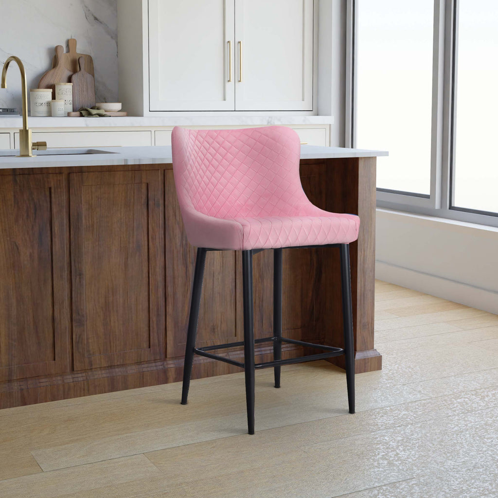 Velvet Blush Pink Primo Bar Stool - Set of 2