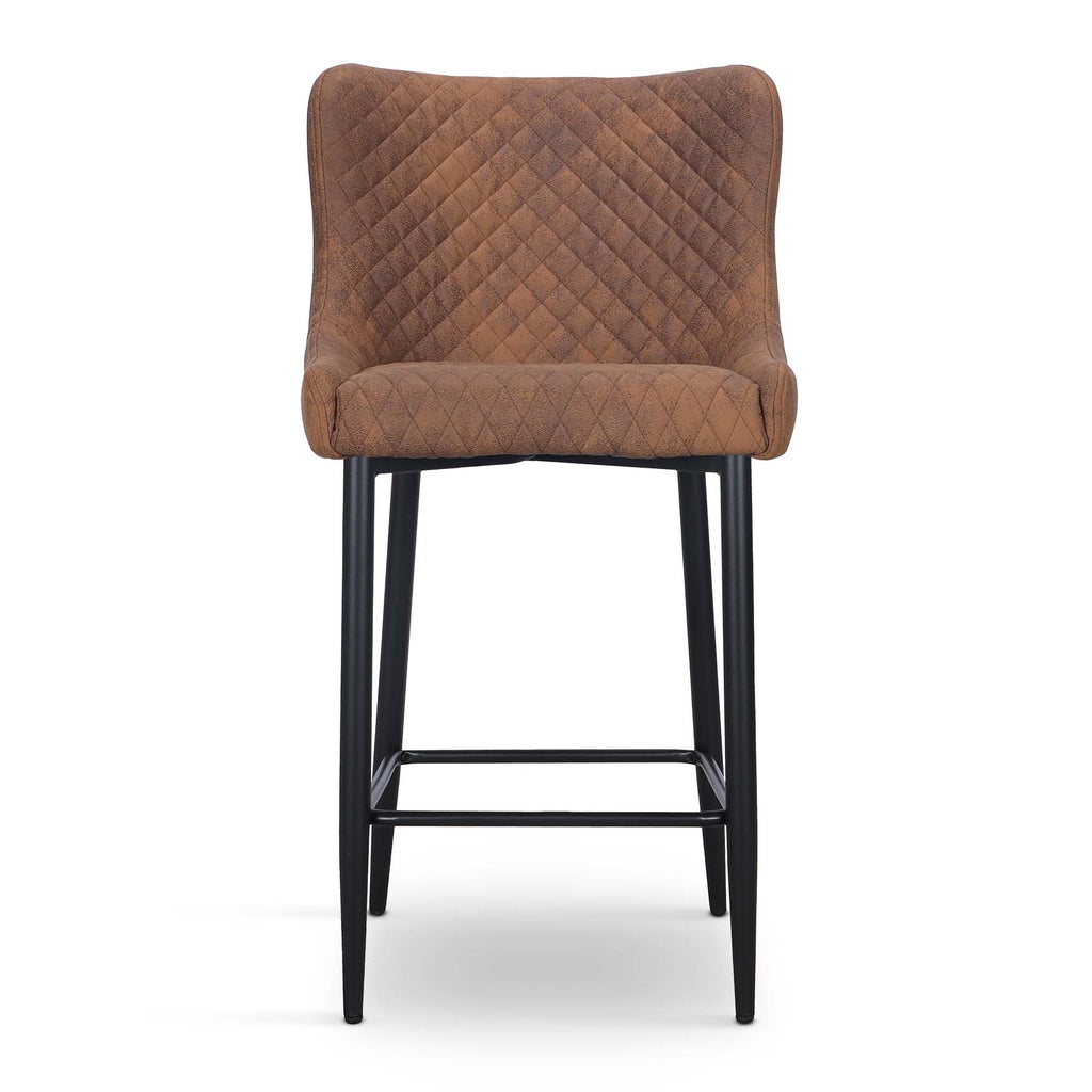 Faux Leather Suede Brown Primo Bar Stool - Set of 2