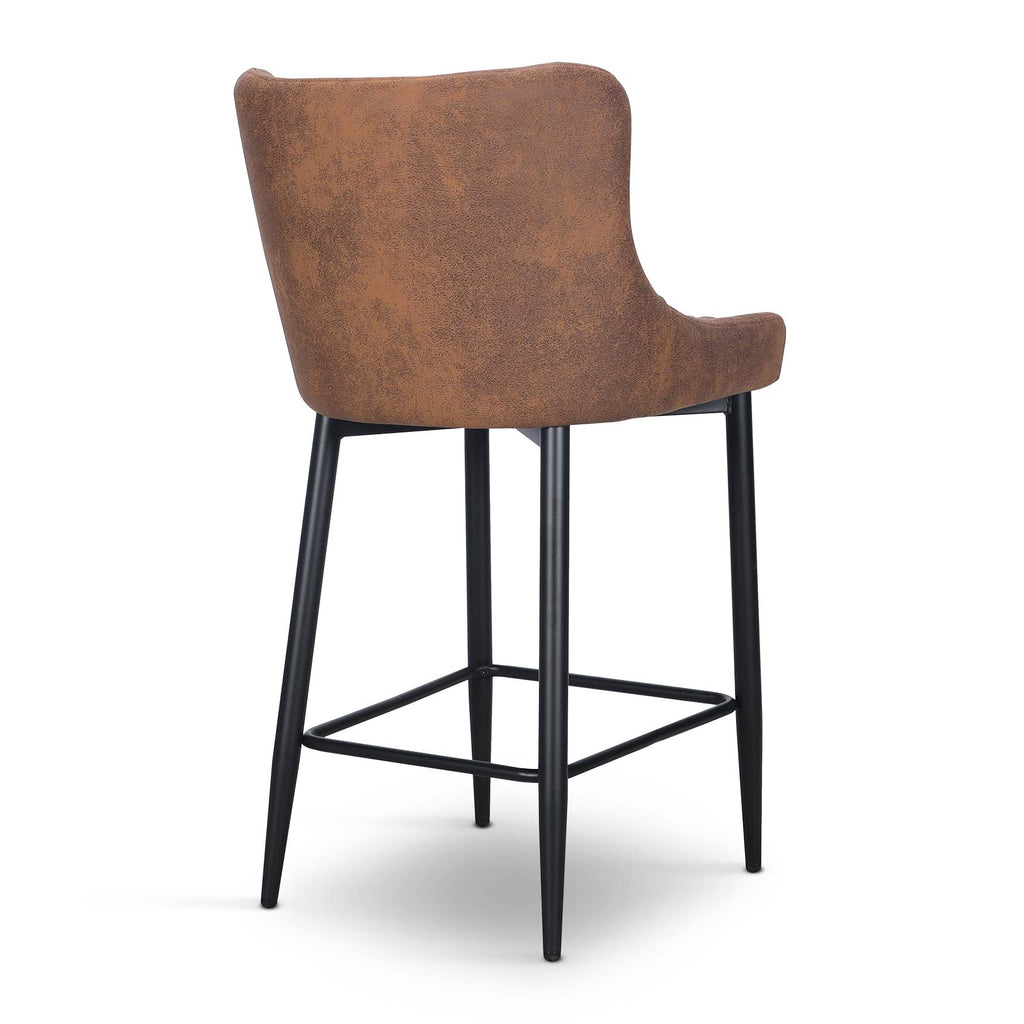 Faux Leather Suede Brown Primo Bar Stool - Set of 2