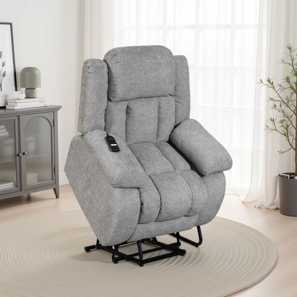 Chenille Grey Ontario Electric Riser Recliner – Stunning Chairs