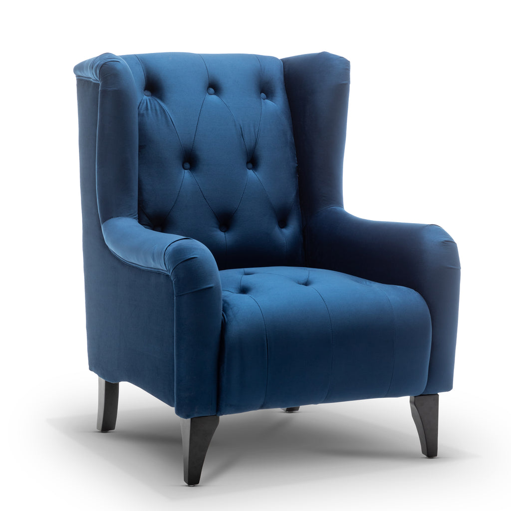 Velvet Blue Daniella Wingback Chair