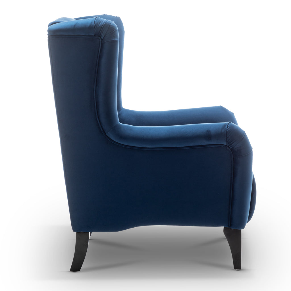 Velvet Blue Daniella Wingback Chair