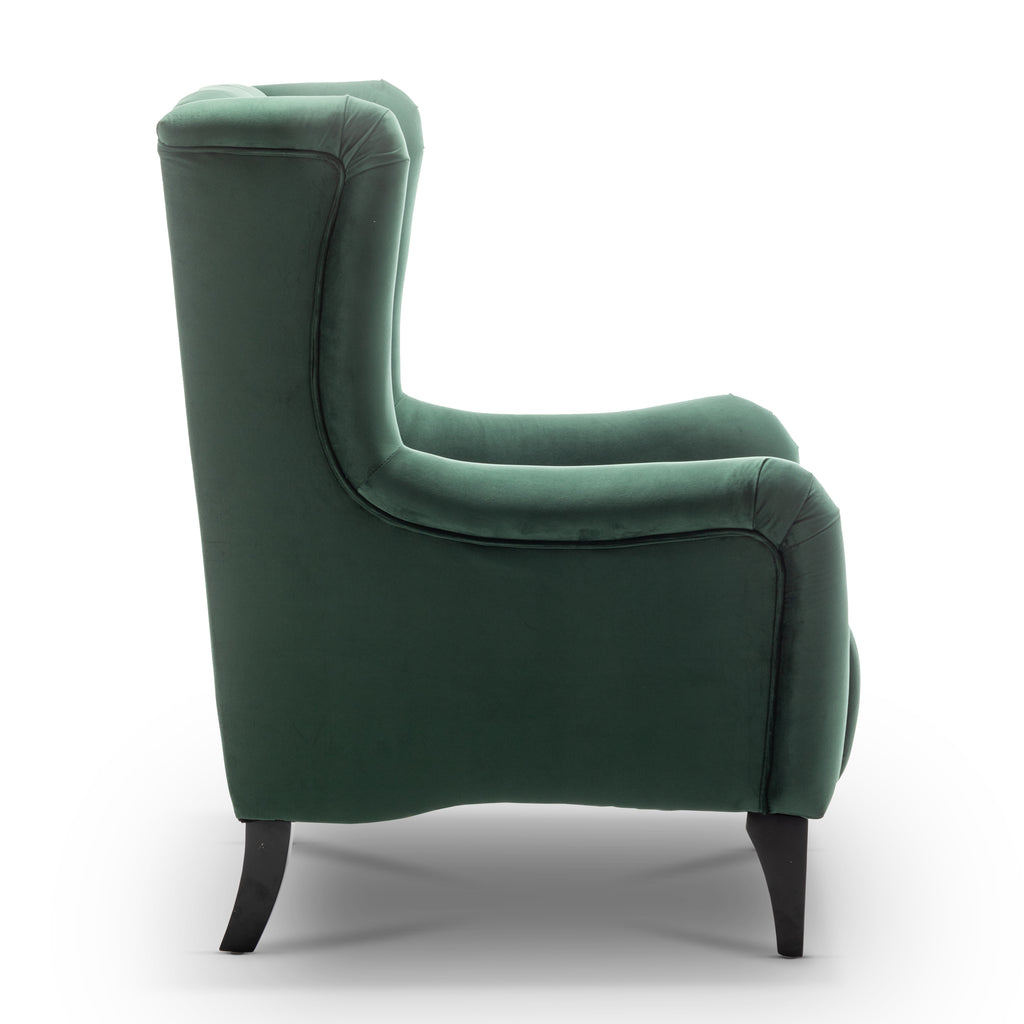 Velvet Bottle Green Daniella Wingback Chair