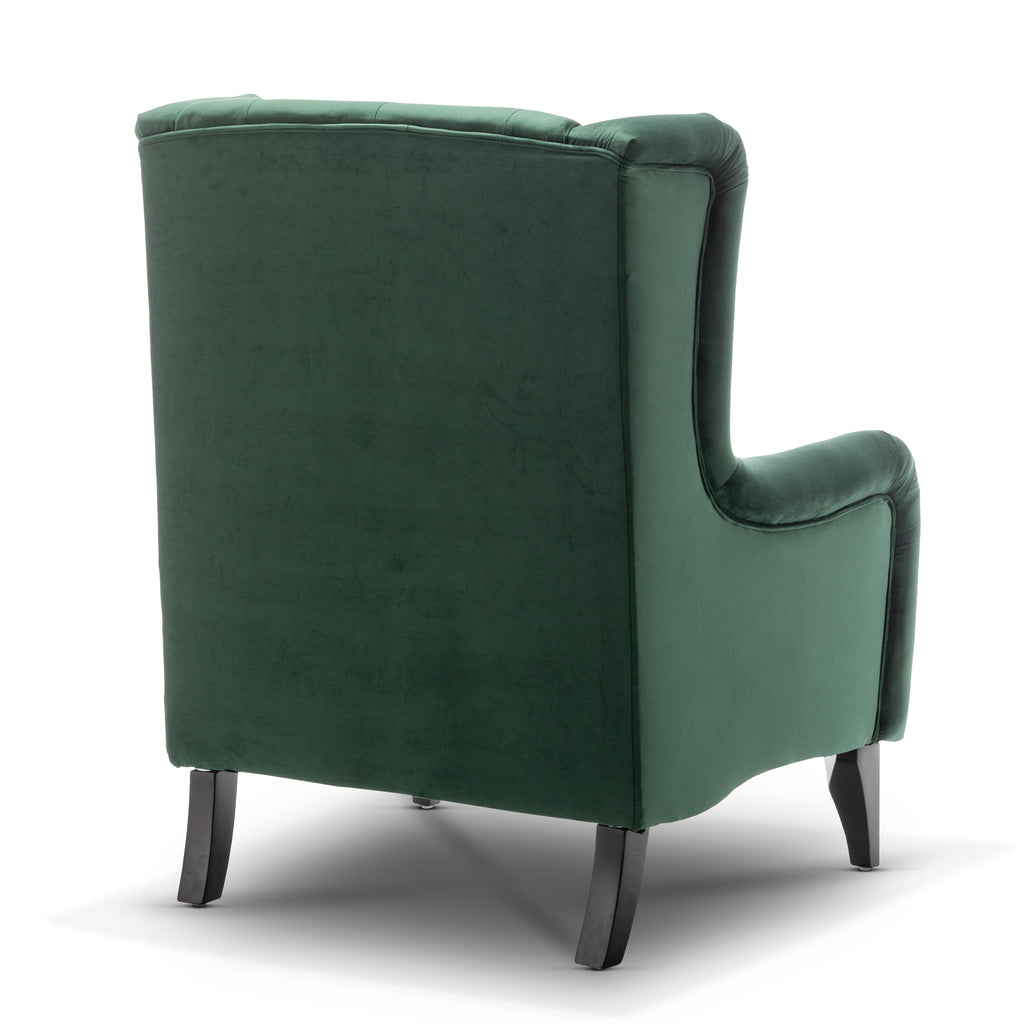 Velvet Bottle Green Daniella Wingback Chair