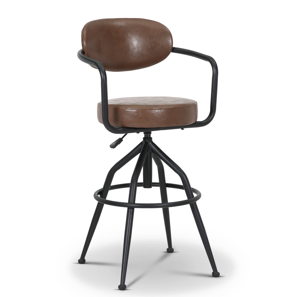 Faux Leather Brown Enzo Bar Stool