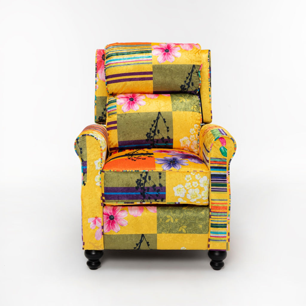 Fabric Gold Patchwork Mary Manual Recliner Chair
