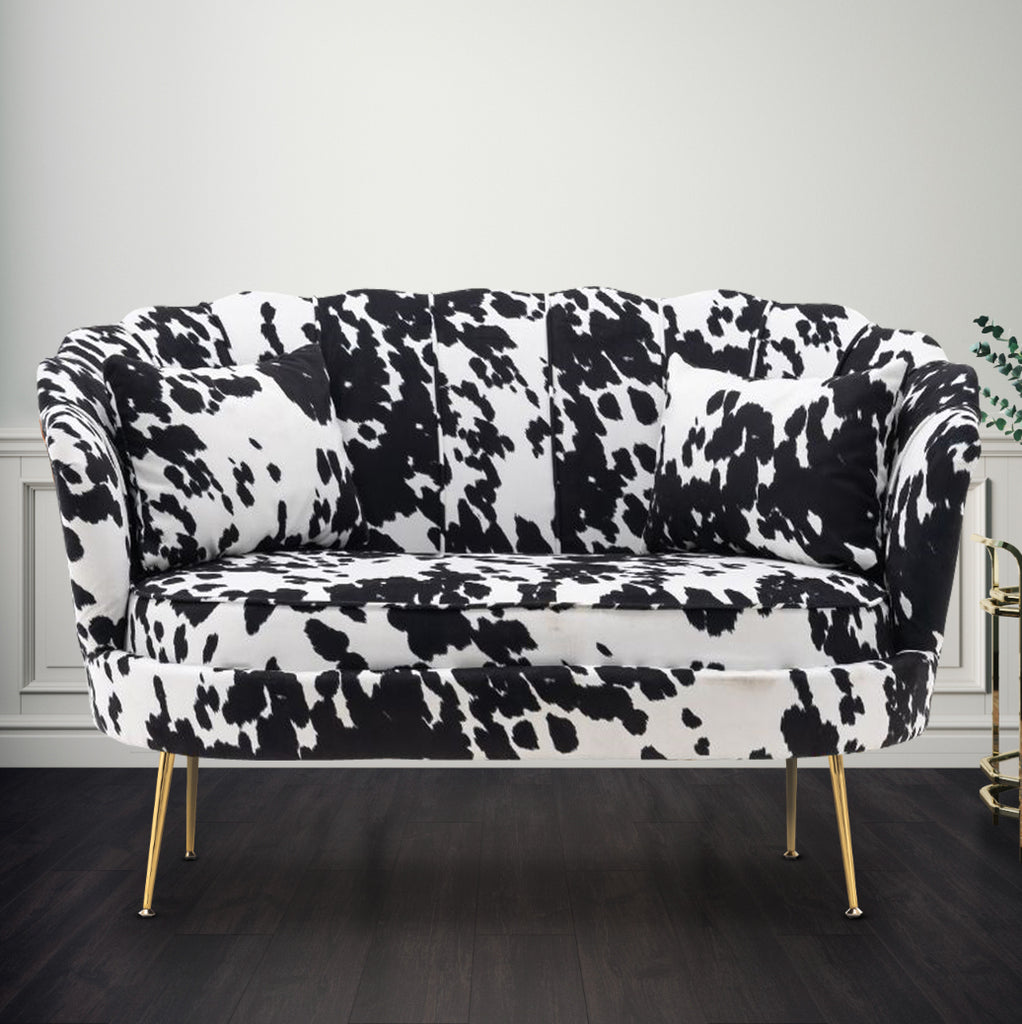 Fabric Cow Print 2 Seat Daisy Accent Chair – Stunning Chairs