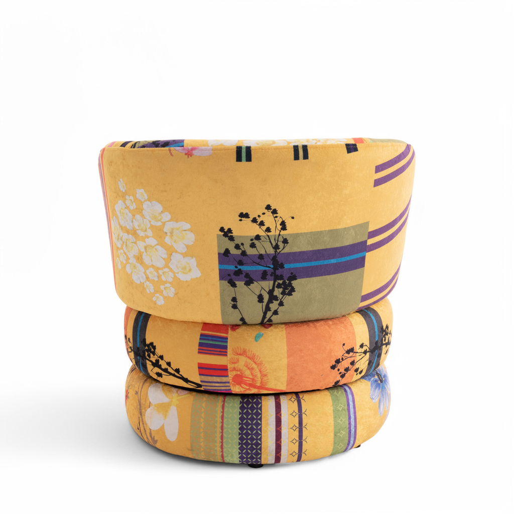 Fabric Gold Patchwork Tilly Accent Swivel Chair