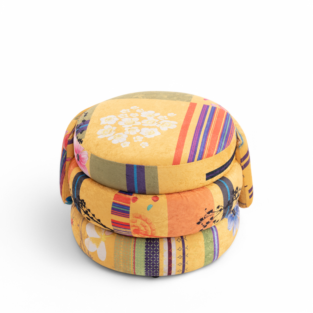Fabric Gold Patchwork Tilly Accent Swivel Chair