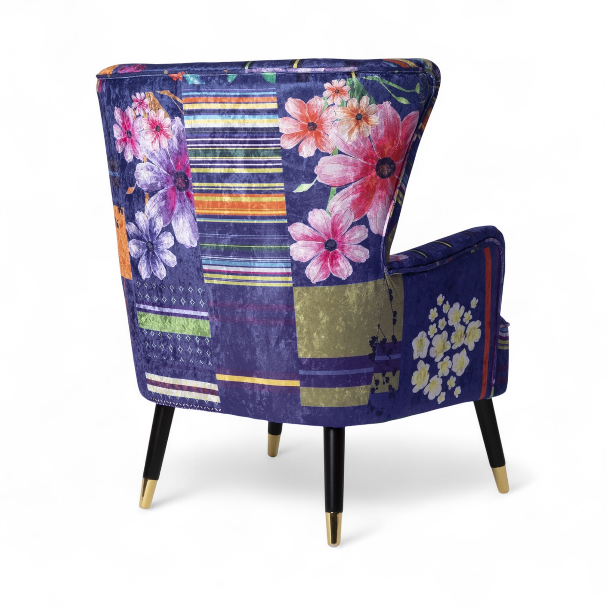 Fabric Purple Patchwork Victoria Accent Wingback Chair – Stunning