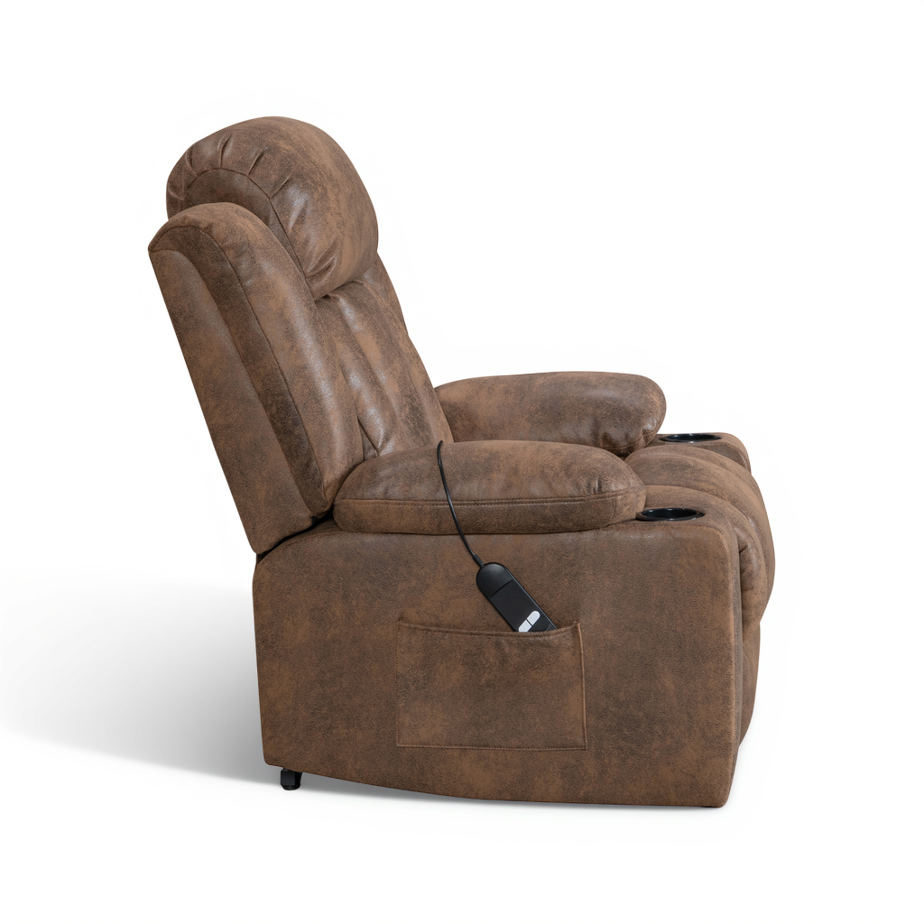 Faux Leather Suede Brown Vancouver Electric Riser Recliner – Stunning ...