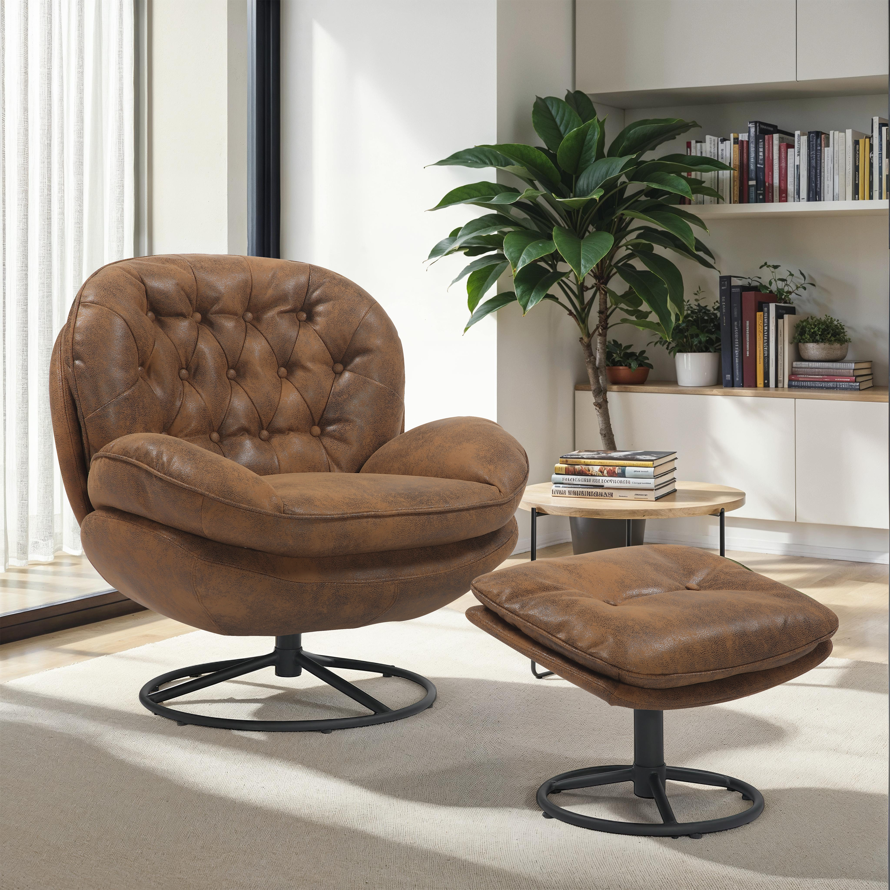 Leather swivel accent chair discount