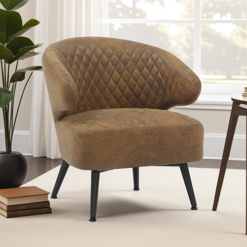Faux Leather Suede Brown Guistina Accent Chair