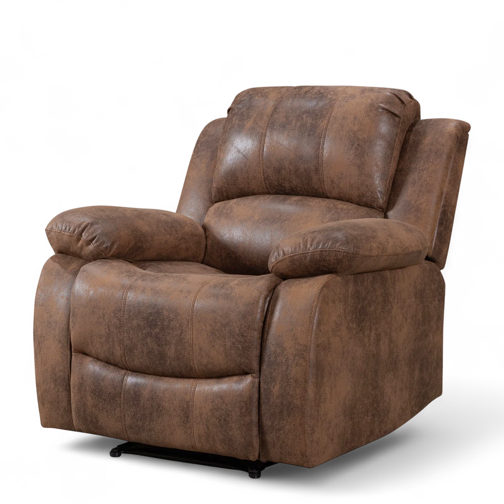 Faux Leather Suede Brown Valencia Manual Recliner Chair