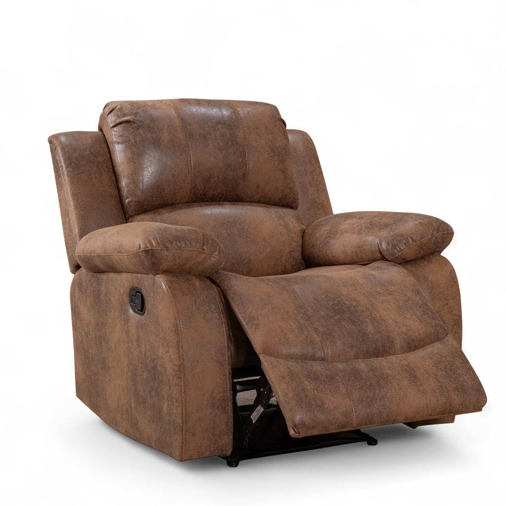 Faux Leather Suede Brown Valencia Manual Recliner Chair