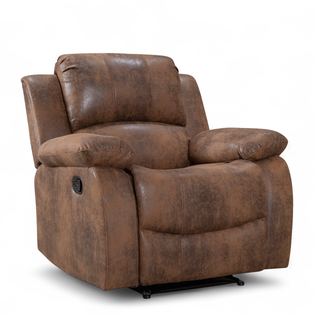 Faux Leather Suede Brown Valencia Manual Recliner Chair