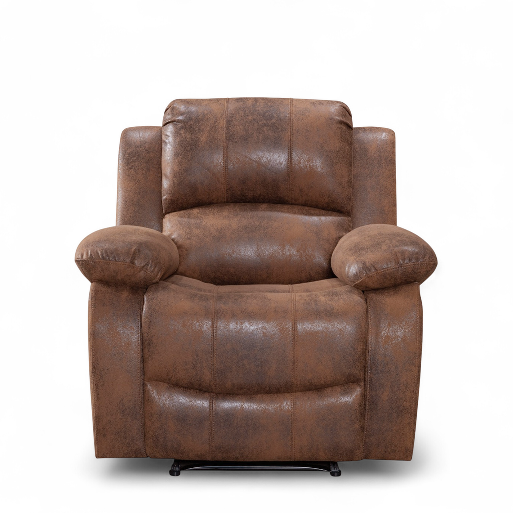 Faux Leather Suede Brown Valencia Manual Recliner Chair
