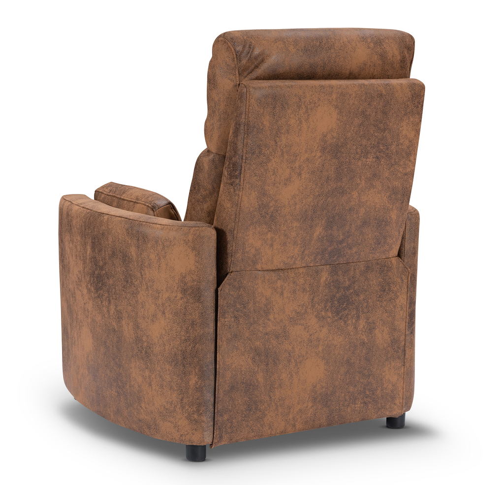 Faux Leather Suede Brown Margot Manual Recliner Chair Back Angle