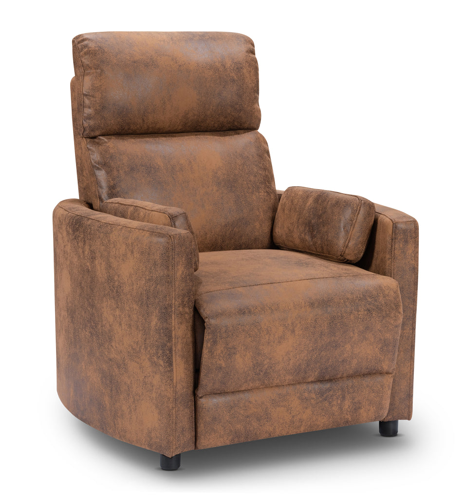 Faux Leather Suede Brown Margot Manual Recliner Chair Front Angle