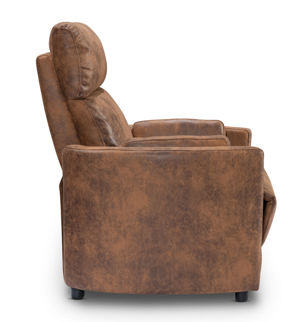 Faux Leather Suede Brown Margot Manual Recliner Chair Side