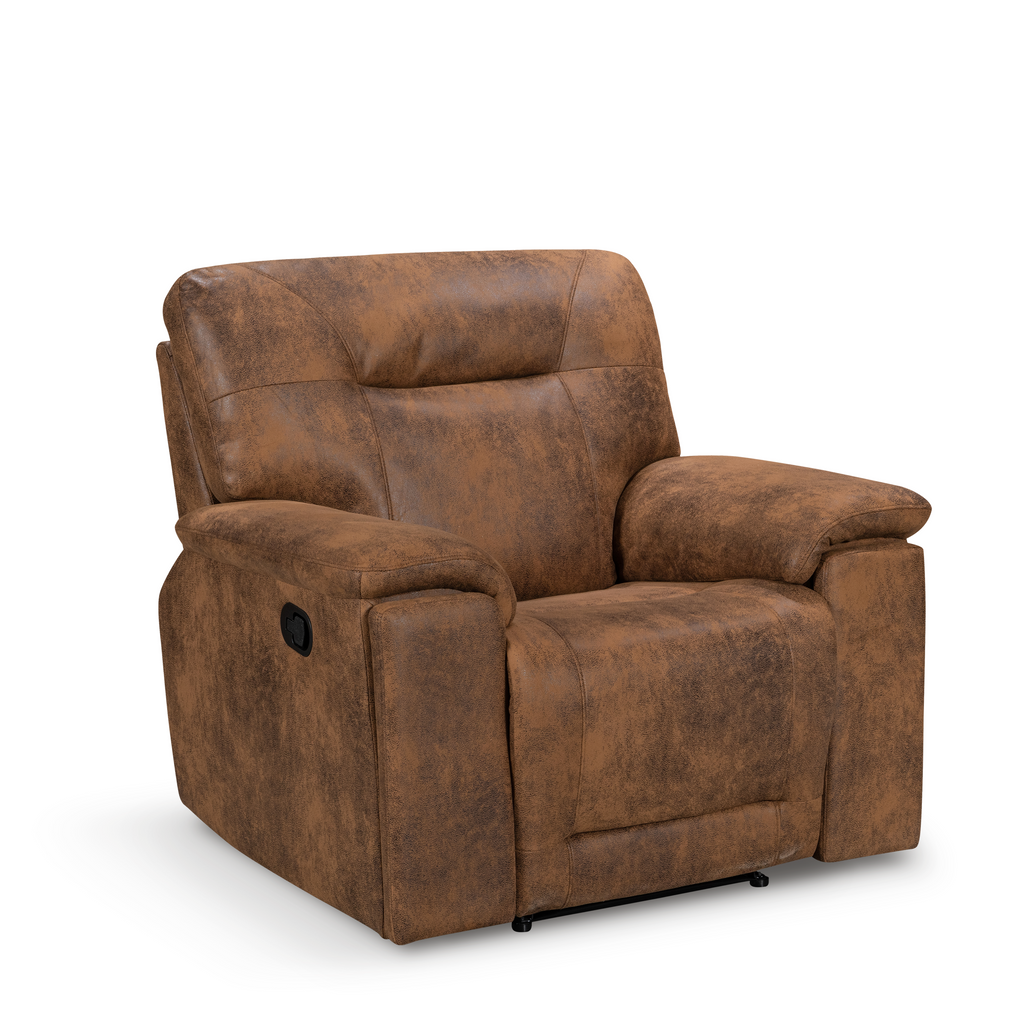 Faux Leather Suede Brown Murcia Manual Recliner Chair Front Angle
