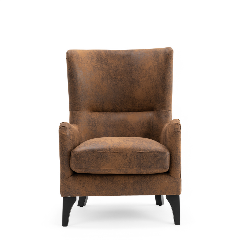 Faux Leather Suede Brown Segovia Accent Chair Front