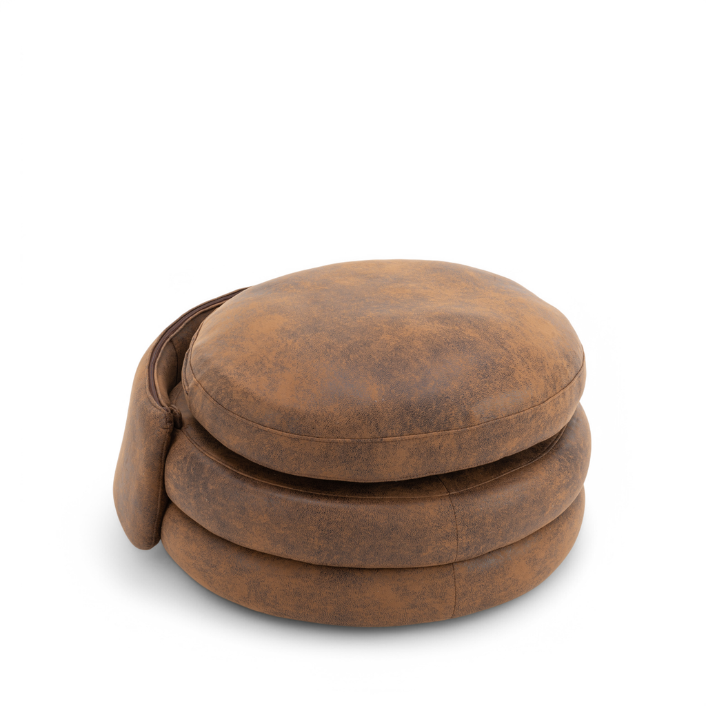 Faux Leather Suede Brown Teri Accent Swivel Chair Backrest Down