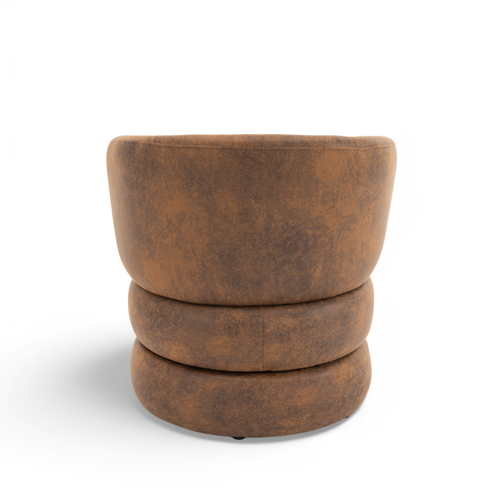 Faux Leather Suede Brown Tilly Accent Swivel Chair
