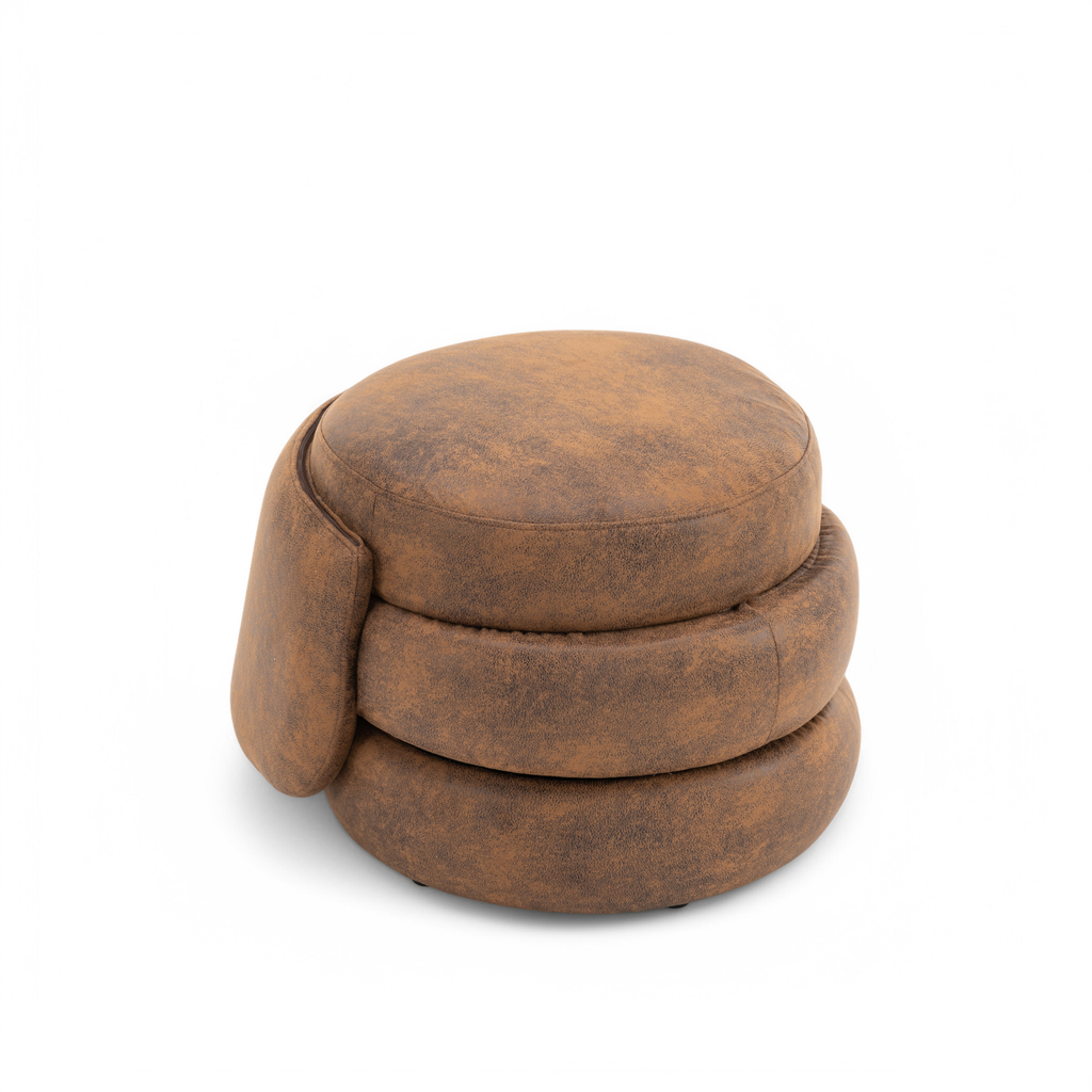 Faux Leather Suede Brown Tilly Accent Swivel Chair
