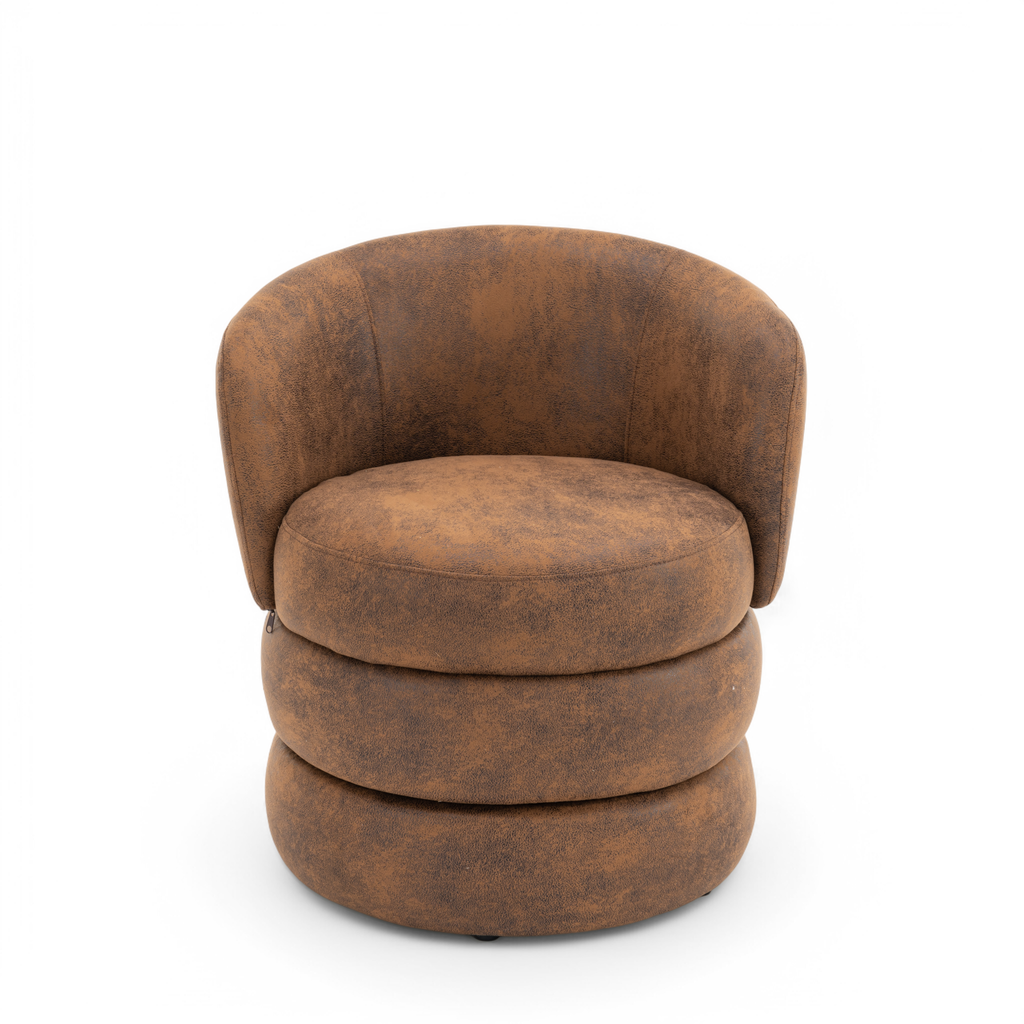 Faux Leather Suede Brown Tilly Accent Swivel Chair