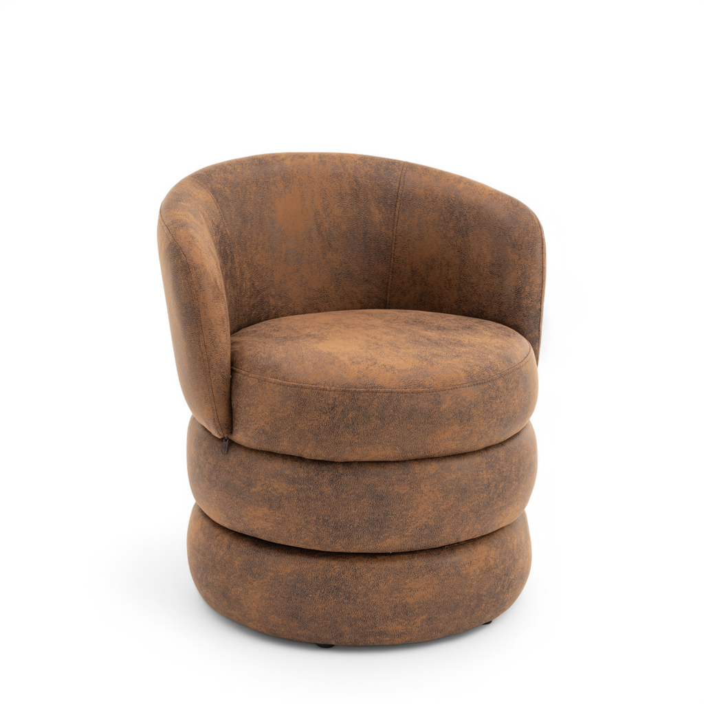 Faux Leather Suede Brown Tilly Accent Swivel Chair