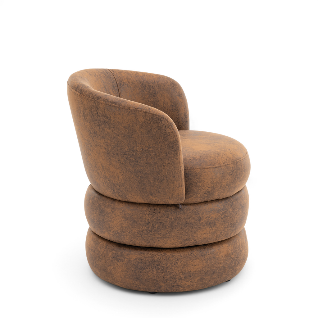 Faux Leather Suede Brown Tilly Accent Swivel Chair Side