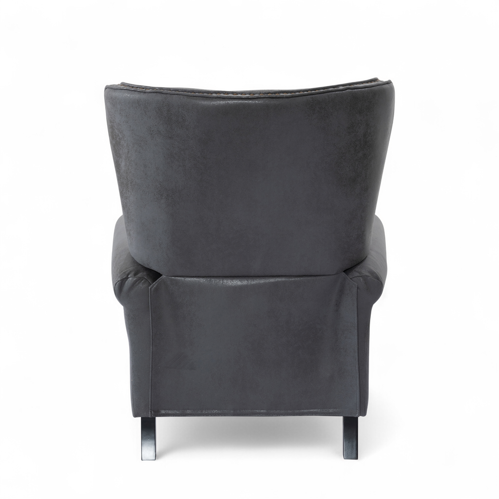 Faux Leather Suede Grey Buttoned Carmona Wingback Recliner Chair Back