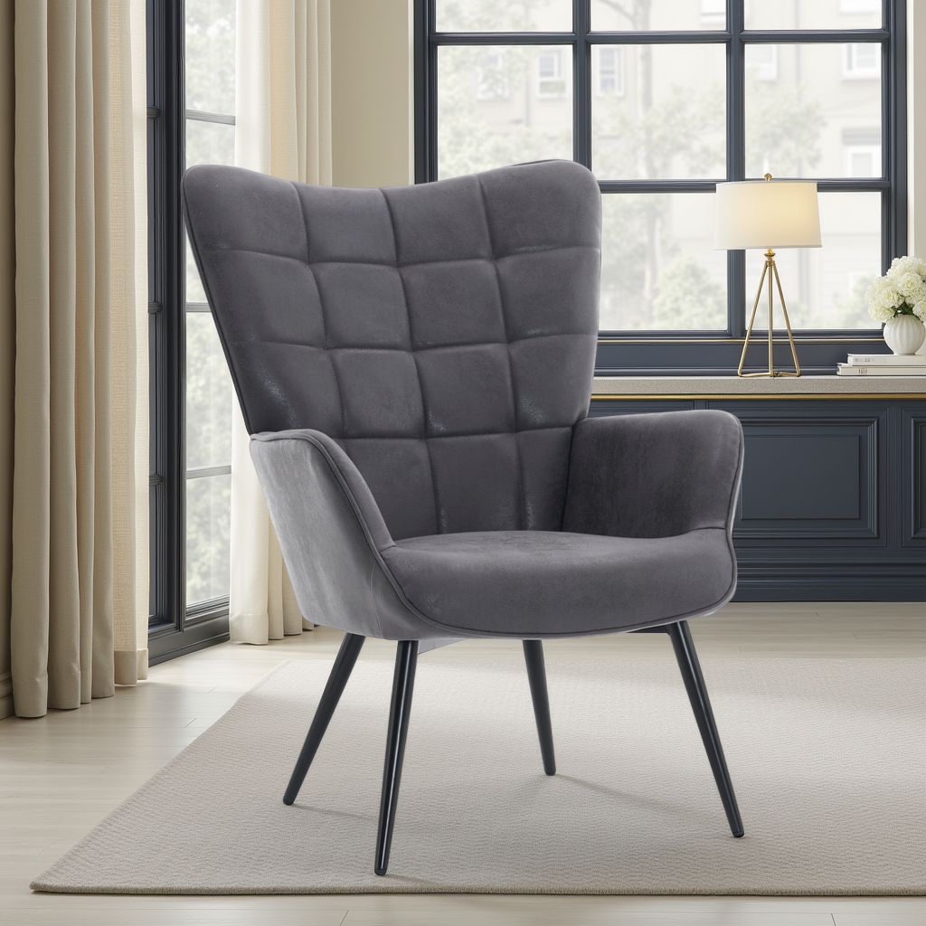 Leather Upholstery Grey Faux Leather Accent Chair Faux Leather