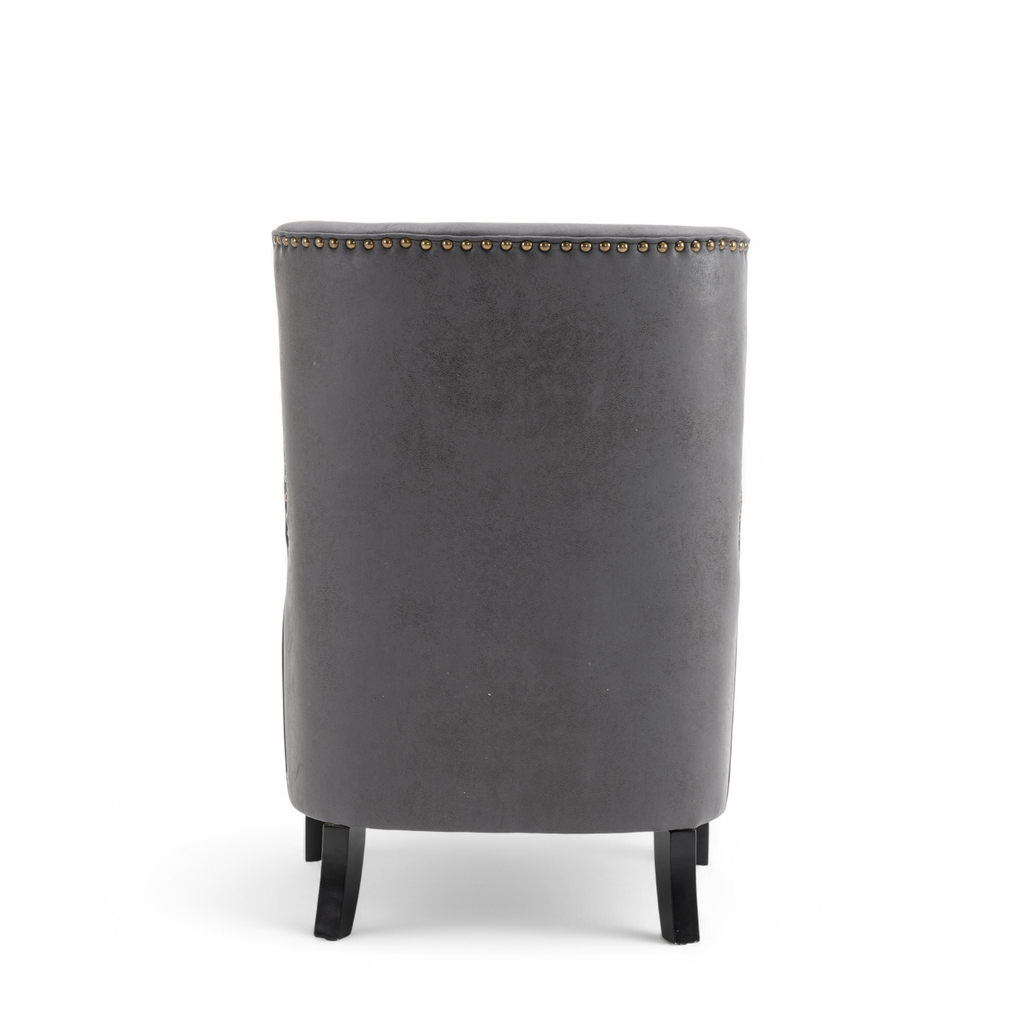 Faux Leather Suede Grey Segovia Accent Chair Back