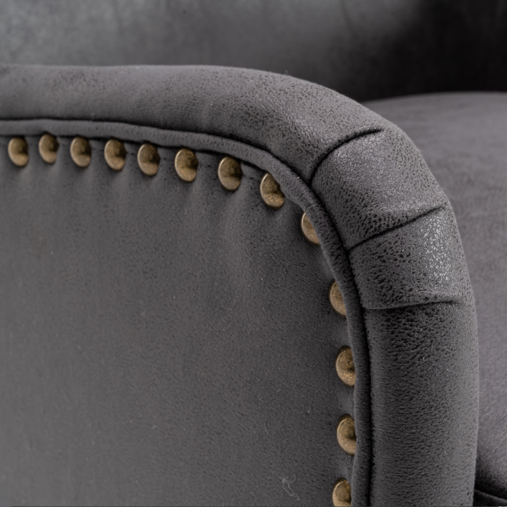 Faux Leather Suede Grey Segovia Accent Chair Closeup