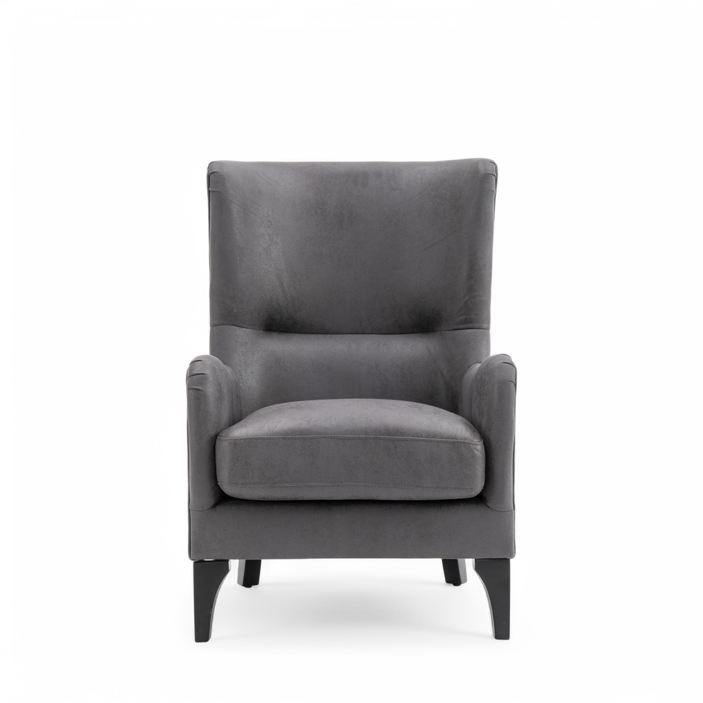 Faux Leather Suede Grey Segovia Accent Chair Front